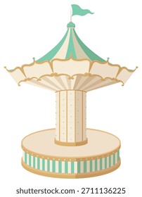Merry-go-round at amusement parks and circuses. Vector illustration