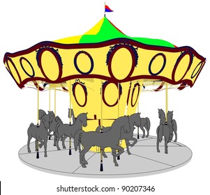 Merry-Go-Round Horse Carousel Vector 18