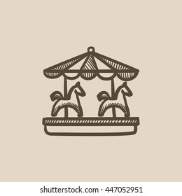 Merry-go-round with horses vector sketch icon isolated on background. Hand drawn Merry-go-round with horses icon. Merry-go-round with horses sketch icon for infographic, website or app.