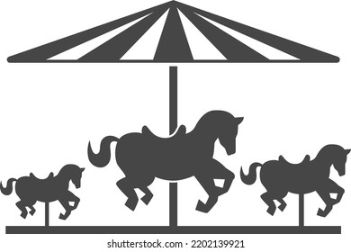 Merry-go-round icon. Black horse carnival ride silhouette