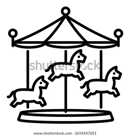 Merry-go-round icon, representing amusement and festive joy. Symbolizes childhood fun, carnival rides, and entertainment in travel settings.