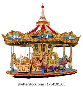 Merry-go-round in Paris - vector illustration (Ideal for printing on fabric or paper, poster or wallpaper, house decoration)