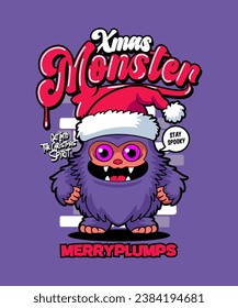 Merryplumps Funny Xmas Cartoon Illustration.