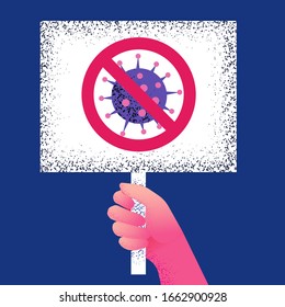 MERS-Cov (Middle East Respiratory Coronavirus Syndrome), 2019-nCoV. Concept for protection against a pandemic with hand keeping stop sign