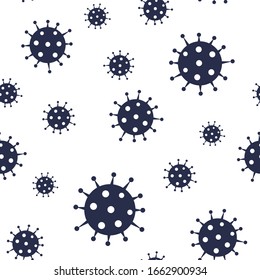 MERS-Cov (Middle East Respiratory Coronavirus Syndrome), 2019-nCoV. Seamless pattern with simple black virus sign