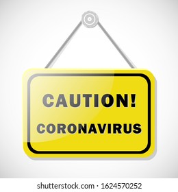 MERS-Cov (Middle East Respiratory Syndrome, Coronavirus), New Coronavirus (2019-nKoV). A glass yellow plate warning of the dangers of a scary virus. Vector EPS 10