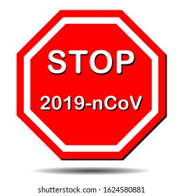 MERS-Cov (Middle East Respiratory Syndrome, Coronavirus), New Coronavirus (2019-nKoV). Warning of the danger of a scary virus red hexagonal stop sign. Vector EPS 10