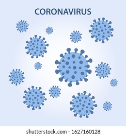 MERS-CoV (middle East respiratory syndrome coronavirus). Images of viruses 2019-nCoV are placed on a blue background. Concept design. Vector illustration in flat style