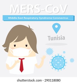 Mers-CoV (Middle East respiratory syndrome coronavirus), businessman with hygiene mask