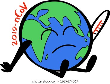MERS-Cov, Novel coronavirus (2019-nCoV), virus has infected the planet. The globe is ill and has a high temperature. Epidemic. vector illustration