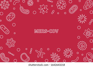 MERS-CoV Virus vector concept simple linear illustration with red background
