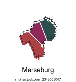 Merseburg City of Germany map vector illustration, vector template with outline graphic sketch style on white background