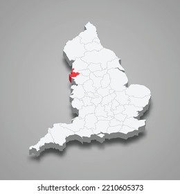 Merseyside county location within England 3d isometric map