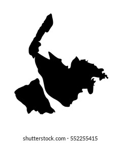 Merseyside map vector silhouette, metropolitan county in North West England.