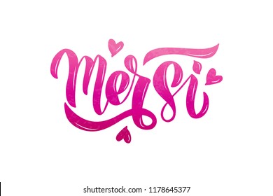Mersi - handdrawn vector modern lettering. Thank you card. For greeting cards, posters, print, banner. Isolated on white background.