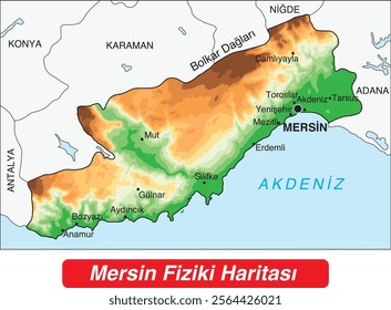 Türkiye Mersin city physical map
Mersin Fiziki Haritası
