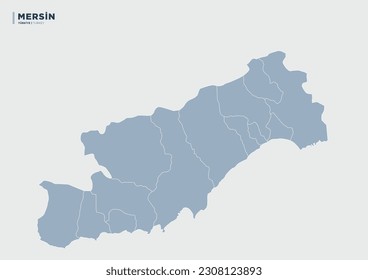 Mersin province of Turkey, province map.