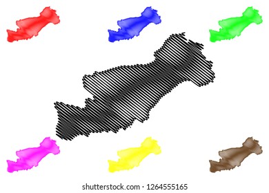 Mersin (Provinces of the Republic of Turkey) map vector illustration, scribble sketch Mersin ili map