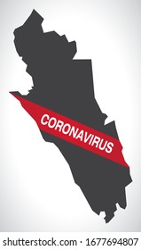 Merthyr Tydfil WALES UK principal area map with Coronavirus warning illustration