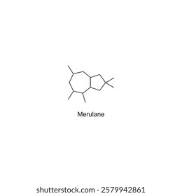 Merulane skeletal structure.Sesquiterpene compound schematic illustration. Simple diagram, chemical structure.