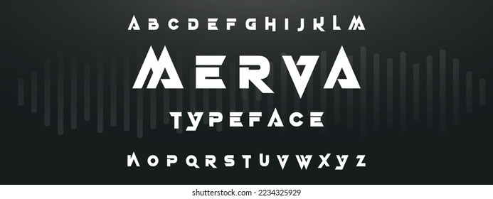 MERVA Sports minimal tech font letter set.Minimal urban font. Typography with dot regular and number. minimalist style fonts set. vector illustration