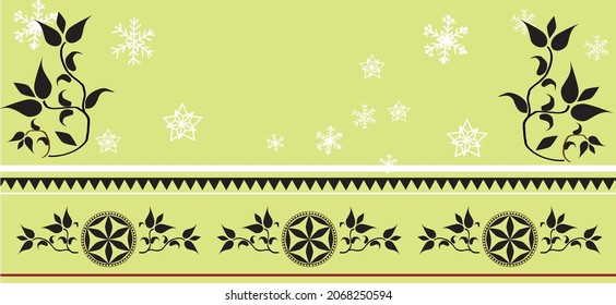 Mery Christmas 2021card  with creative background and snowflakes and christmas tree vector illustration. 
Background with elements of highlander folklore characteristic of Podhale.  svg
