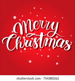 Mery christmas postcard. Red holiday background xmas with snowflakes