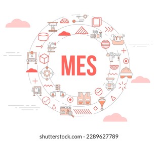 mes concept with icon set template banner and circle round shape