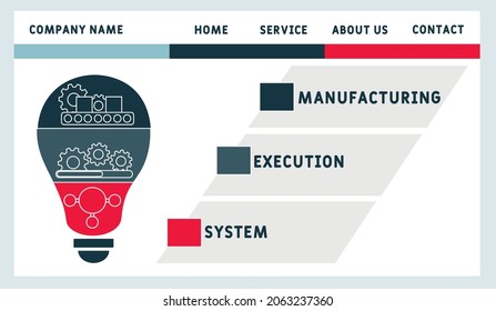 MES - Manufacturing Execution System. business concept background.  vector illustration concept with keywords and icons. lettering illustration with icons for web banner, flyer, landing page