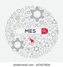 MES Mean (manufacturing Execution System) Word Written In Search Bar ,Vector Illustration.