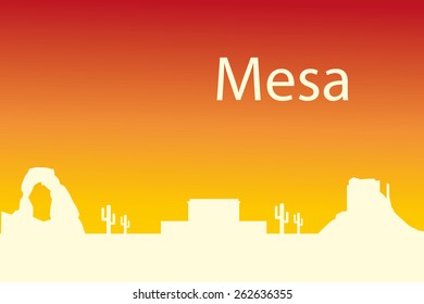 Mesa Arizona  Skyline. Detailed Vector Silhouette