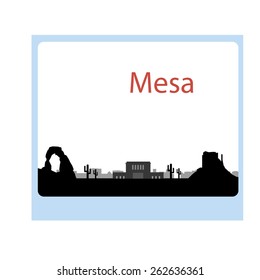 Mesa Arizona  Skyline. Detailed Vector Silhouette