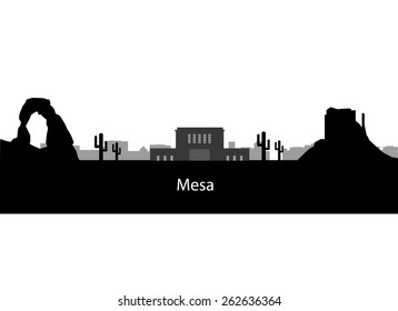 Mesa Arizona  Skyline. Detailed Vector Silhouette