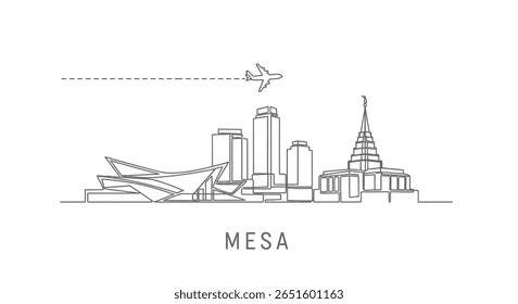 Mesa Arizona Skyline Outline com a paisagem urbana.