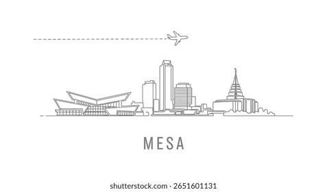 Mesa Arizona Skyline Plane voando Minimal.