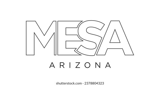 Mesa, Arizona, USA typography slogan design. America logo with graphic city lettering for print and web products.