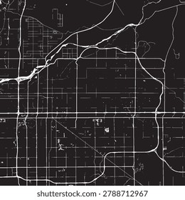 Mesa Arizona Vector Map, Detailed City Street Map Black and White Minimalist Line Art