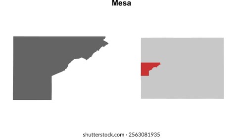 Mesa County (Colorado) blank outline map set