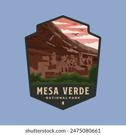 mesa verde national park logo patch vector illustration design, Colorado emblem national park design