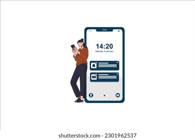 mesage notification handphone flat vector illustration