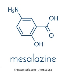 Mesalazine (mesalamine, 5-aminosalicylic acid, 5-ASA) inflammatory bowel disease drug molecule. Used to treat ulcerative colitis and Crohn's disease. Skeletal formula.