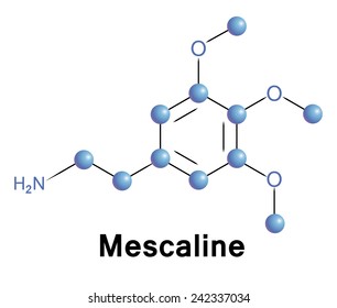 Mescaline is a psychedelic alkaloid of the phenethylamine class with hallucinogenic effects. Vector illustration.