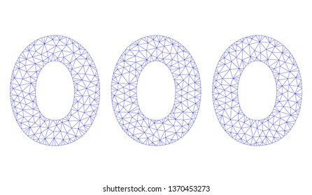 Mesh 000 digits text polygonal 2d illustration. Abstract mesh lines and dots form triangular 000 digits text. Wire frame 2D polygonal line network in vector format isolated on a white background.