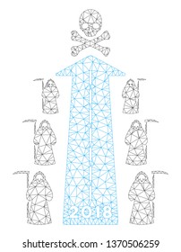 Mesh 2018 scytheman future road polygonal 2d illustration. Abstract mesh lines and dots form triangular 2018 scytheman future road.