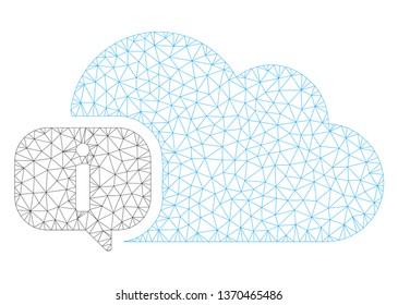 Mesh about polygonal icon illustration. Abstract mesh lines and dots form triangular about. Wire frame 2D polygonal line network in vector format isolated on a white background.