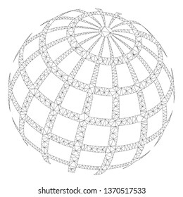 Mesh abstract sphere grid polygonal icon illustration. Abstract mesh lines and dots form triangular abstract sphere grid.