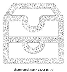 Mesh account boxes polygonal 2d illustration. Abstract mesh lines and dots form triangular account boxes. Wire frame 2D polygonal line network in vector format isolated on a white background.