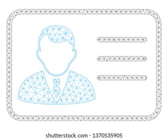 Mesh account card polygonal 2d illustration. Abstract mesh lines and dots form triangular account card. Wire frame 2D polygonal line network in vector format isolated on a white background.