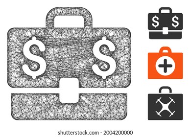 Mesh accounting case web icon vector illustration. Model is created from accounting case flat icon. Network forms abstract accounting case flat carcass.