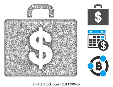 Mesh accounting case web icon vector illustration. Model is based on accounting case flat icon. Network forms abstract accounting case flat model.